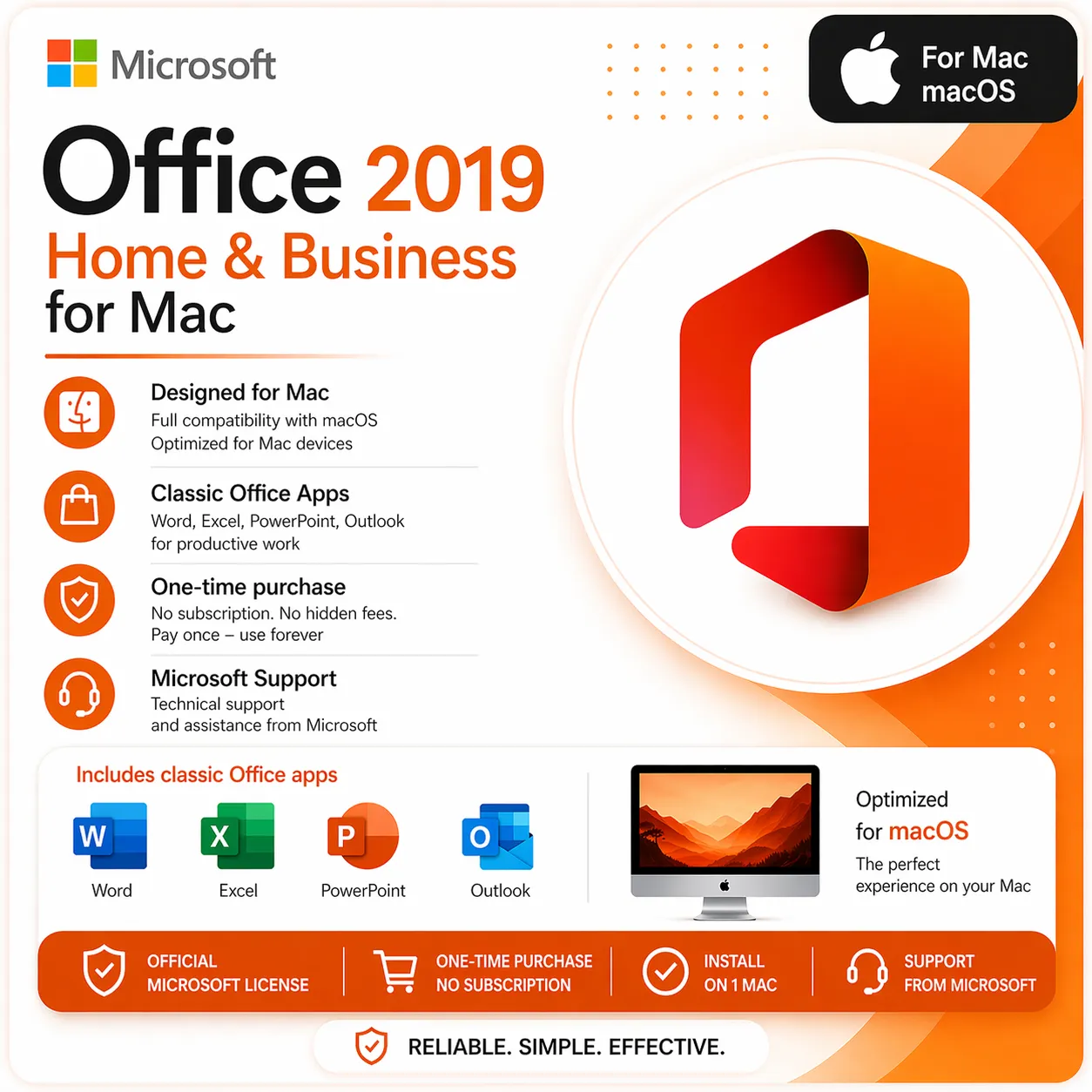 Office 2019 Home & Business for Mac – Key for 1 Mac
